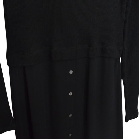 Theory Size S Mix‎ Media Long Sleeve Rib Sweater Dress Black Modest Professional - Picture 5 of 12